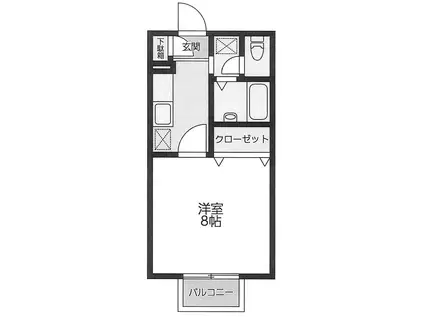 サンライト富士B(1K/1階)の間取り写真