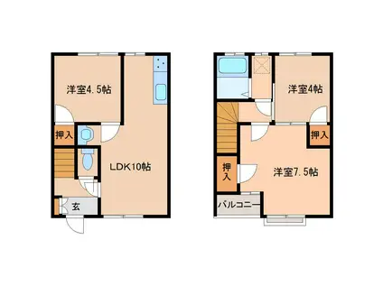 フロンティアハウスC(3LDK/1階)の間取り写真