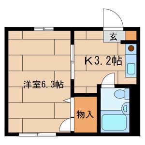 エスペランサ調布(1K/2階)の間取り写真