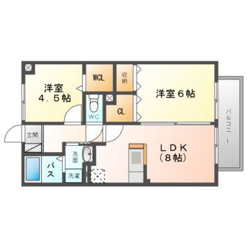 メープル(2DK/2階)の間取り写真