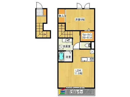 クレール フォンティーヌ(1LDK/2階)の間取り写真