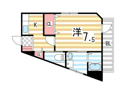 パインフィールドヴィレッジ(1K/1階)の間取り写真