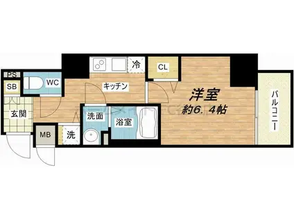 プレサンス松屋町グレース(1K/6階)の間取り写真