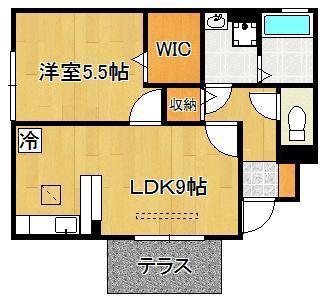 アンリヴェール(1LDK/1階)の間取り写真
