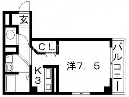 カインド高井田(1K/2階)の間取り写真