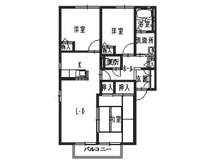 グリーンハイツR A棟(3LDK/2階)の間取り写真