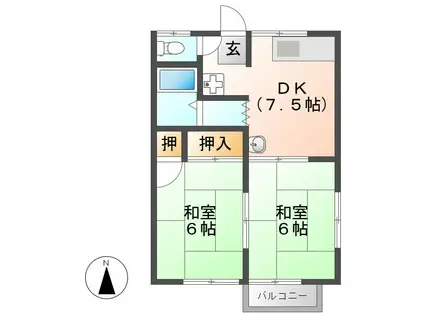 メゾン雅(2DK/2階)の間取り写真