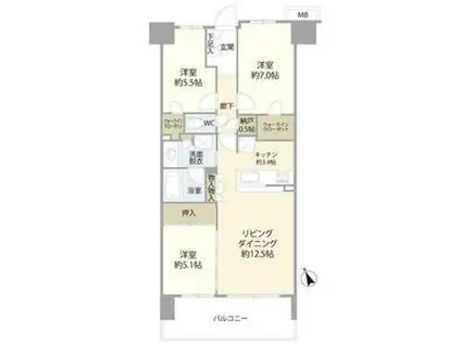 オハナふじみ野上野台ブロッサム(3LDK/10階)の間取り写真