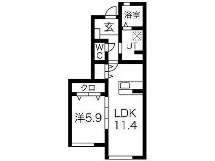 CUORE(1LDK/1階)の間取り写真