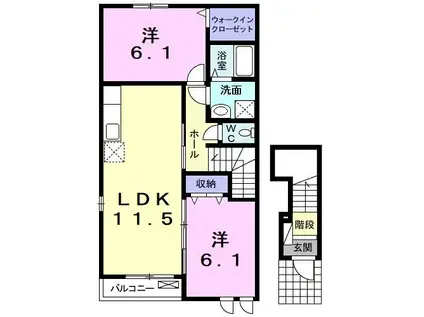 AUTHORITY K IX(2LDK/2階)の間取り写真
