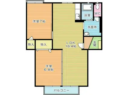 フレグランス常盤 B棟(2LDK/2階)の間取り写真