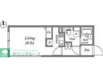 BRANCHE鷺ノ宮(1K/4階)の間取り写真