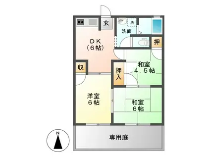 ロイヤルグリーンIII(3DK/1階)の間取り写真