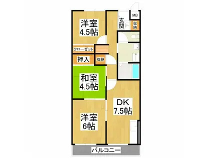 パックス楠(3DK/5階)の間取り写真