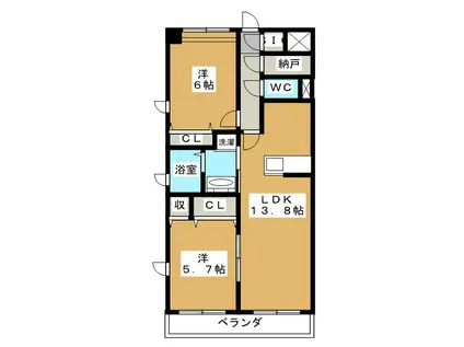 VILLA D`EST OHTEA(2LDK/2階)の間取り写真