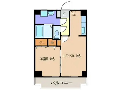 ヴィラ・ヴィンテージ唐原(1LDK/1階)の間取り写真