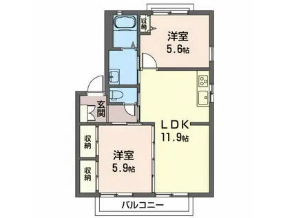 フレグランスガーデン(2LDK/2階)の間取り写真