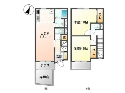 メゾンコリーヌ(2LDK/1階)の間取り写真