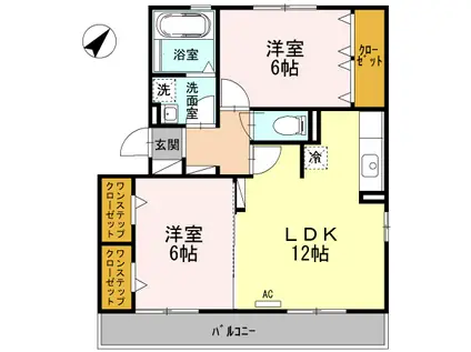 フレアルピナ(2LDK/2階)の間取り写真