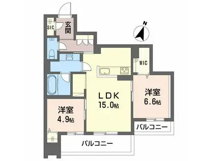 BALLOONFLOWER イースト(2LDK/2階)の間取り写真