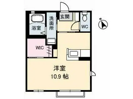 ドゥ・ルミエール(ワンルーム/2階)の間取り写真