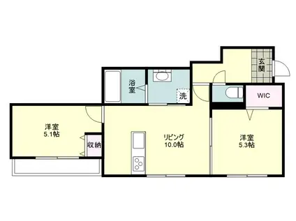 イーリス デュ グレイス(2LDK/1階)の間取り写真
