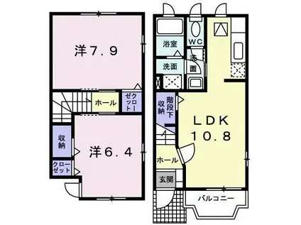 ミニヨンメゾン(2LDK/1階)の間取り写真
