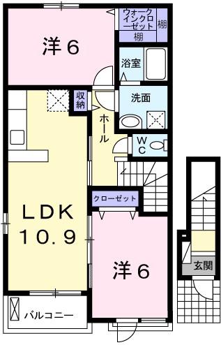 グランチャレットII(2LDK/2階)の間取り写真