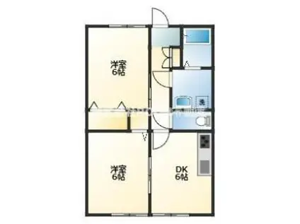 JR日豊本線 三股駅 徒歩23分 2階建 築23年(2DK/2階)の間取り写真