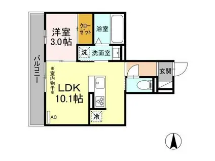 D-ROOM六条福寿町(1LDK/2階)の間取り写真