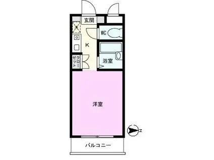 ベルドゥムール草加高砂(ワンルーム/2階)の間取り写真