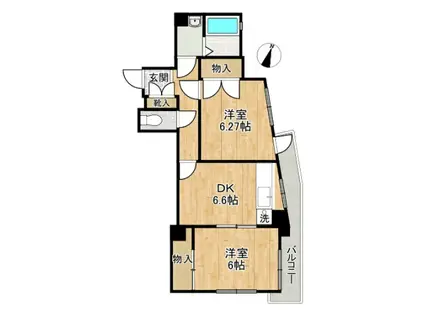 ハイリッジタワーズI(2DK/4階)の間取り写真