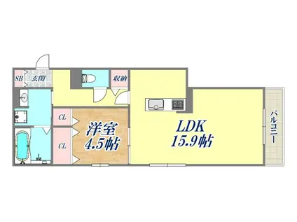 上甲子園廣和レジデンス(1LDK/3階)の間取り写真