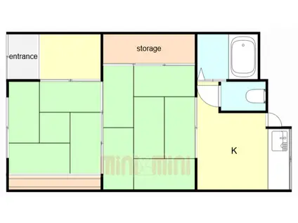 矢野文化(2K/1階)の間取り写真