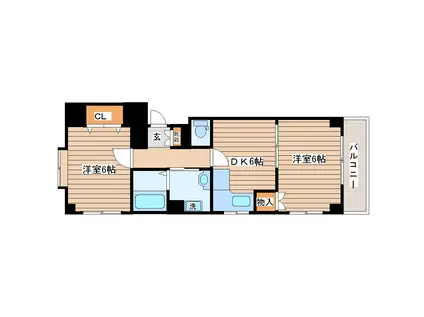 クレシア長町(2DK/1階)の間取り写真