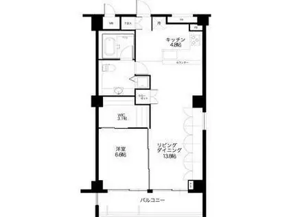 スクエア名駅南(1LDK/8階)の間取り写真