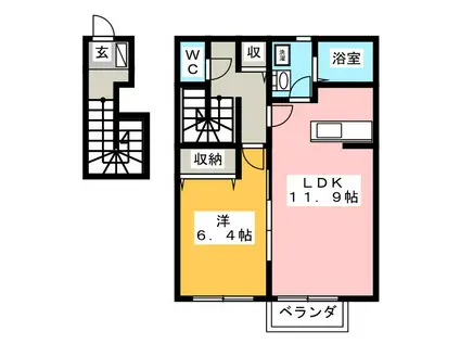 COLINA VERDE(1LDK/2階)の間取り写真