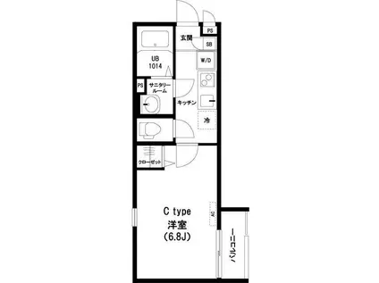 リブリ・アイリス・エンサータ(1K/1階)の間取り写真