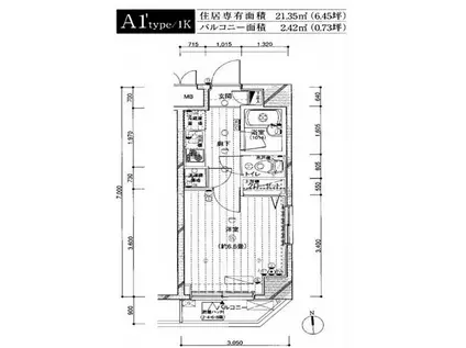 プレール・ドゥーク大島PARKSIDE(1K/8階)の間取り写真