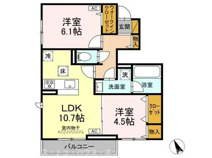 LUGARSEGURO(2LDK/1階)の間取り写真
