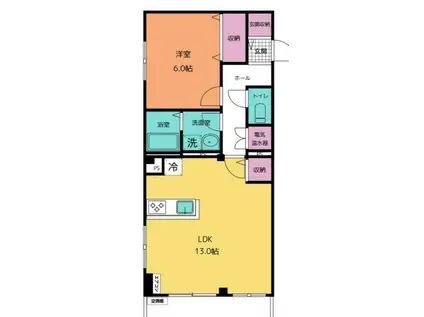 サン ホワイトパレス(1LDK/2階)の間取り写真