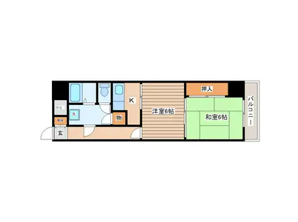 グランドール大和町(2K/1階)の間取り写真