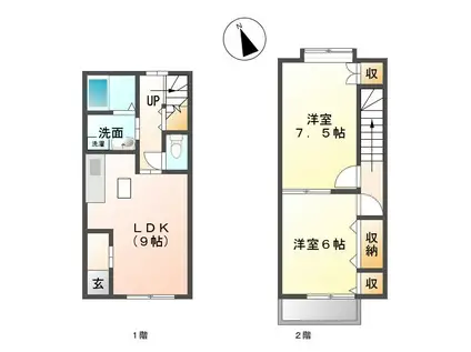 オアシス滝ノ水(2LDK/2階)の間取り写真