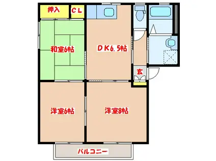 バリュージュ亀山 A棟(3DK/2階)の間取り写真