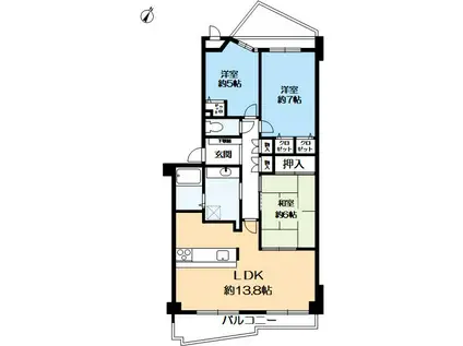 メゾン御影西平野(3LDK/1階)の間取り写真