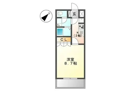 BRILLAR(1K/1階)の間取り写真
