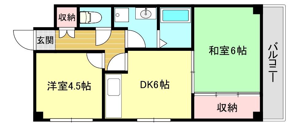 クリスタル西庄(2DK/2階)の間取り写真