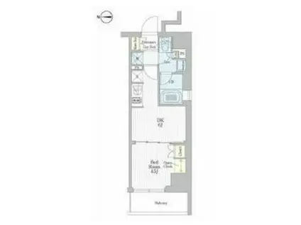 リフレイム5入谷(1DK/7階)の間取り写真