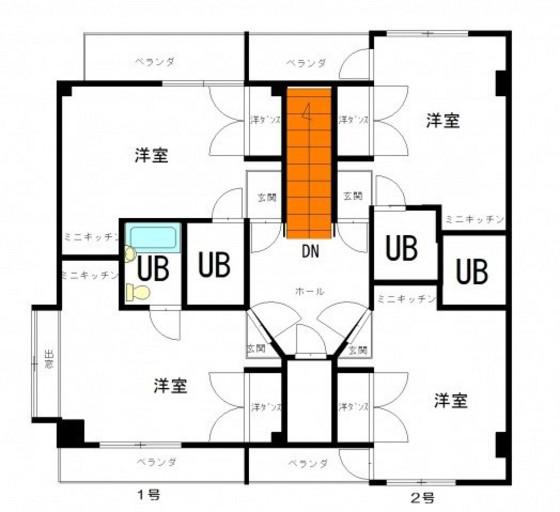宮田ビル(ワンルーム/3階)の間取り写真