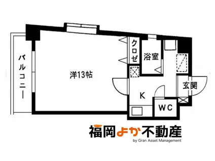 ドリーム博多(1K/6階)の間取り写真